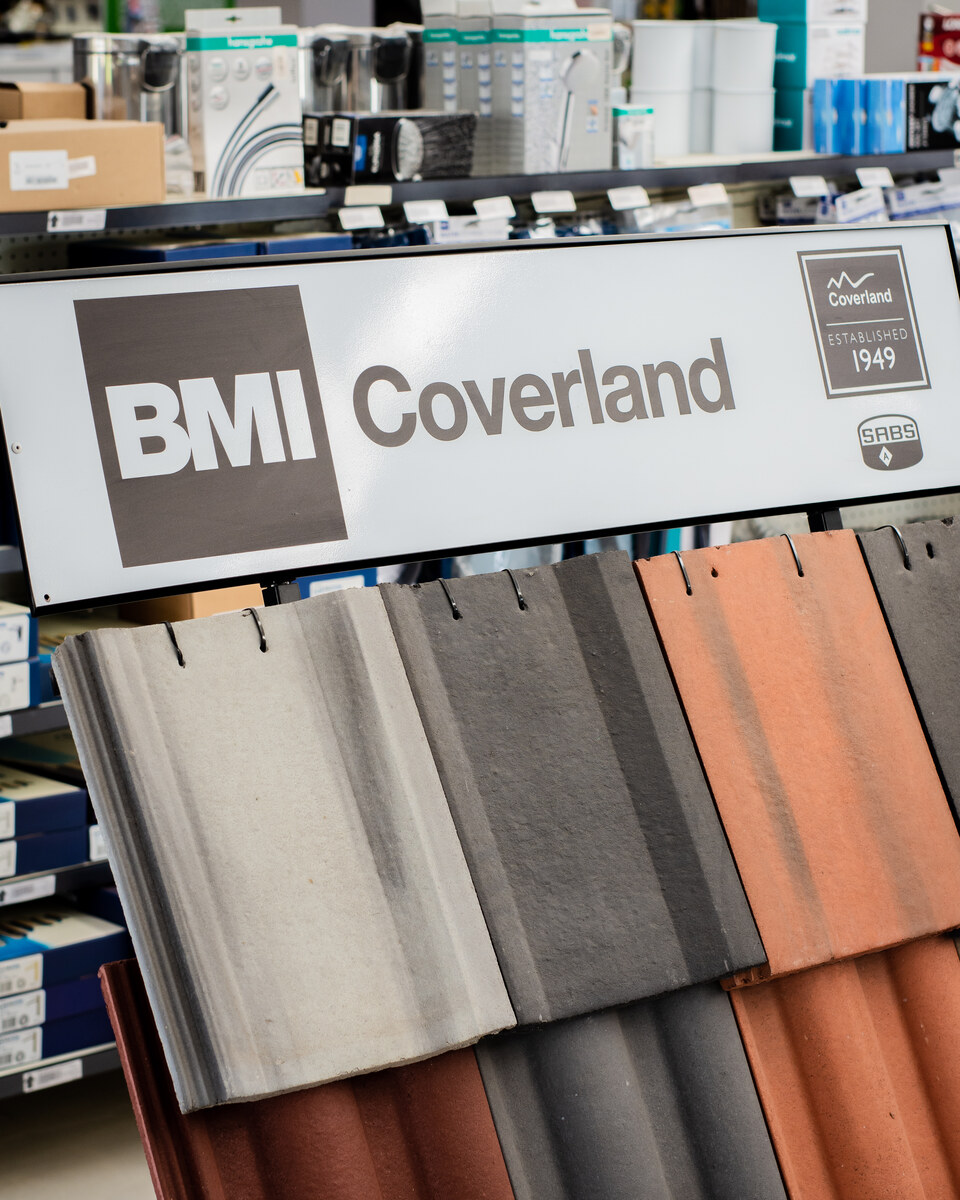 BMI Coverland roof tile samples on display