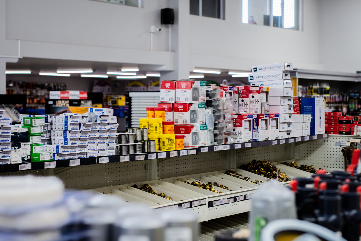 Shelves of electrical and plumbing fittings