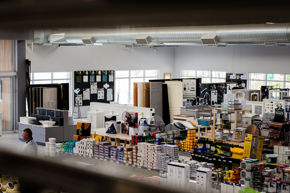 View over the showroom floor from the mezzanine
