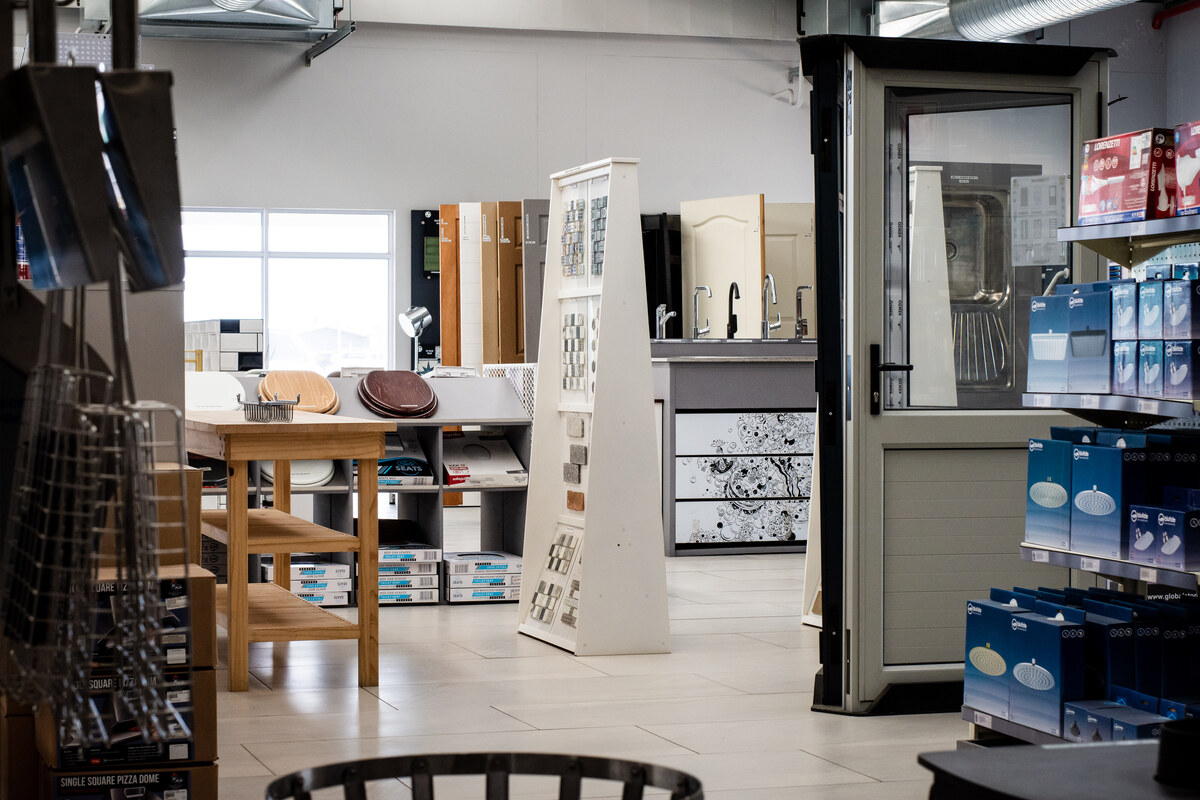 Kitchen and home products in the showroom